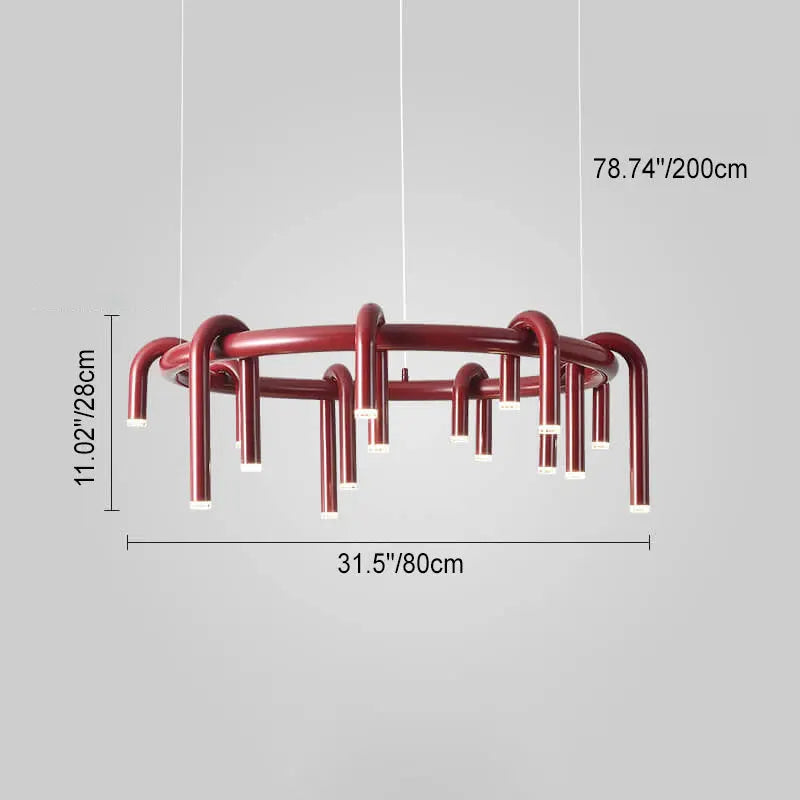 Modern Mid-century Iron Geometric Line Combination LED Chandelier for Living Room Lumendat