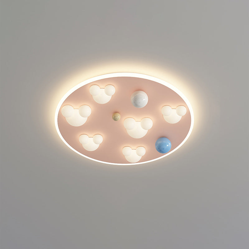 Lumendat Contemporary Creative Kids Iron Acrylic Round Irregular Shape Mouse Cloud LED Flush Mount Ceiling Light For Bedroom Lumendat