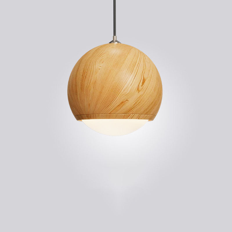 Japanese Wood Grain Round Oval Iron 1-light Pendant Light BulbSquare