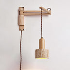 Japanese Modern Wood Retractable Folding 1-Light Wall Sconce Lamp Lumendat