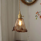Modern Eclectic Amber Brass Glass Geometric Jar 1-light Pendant Light for Living Room BulbSquare