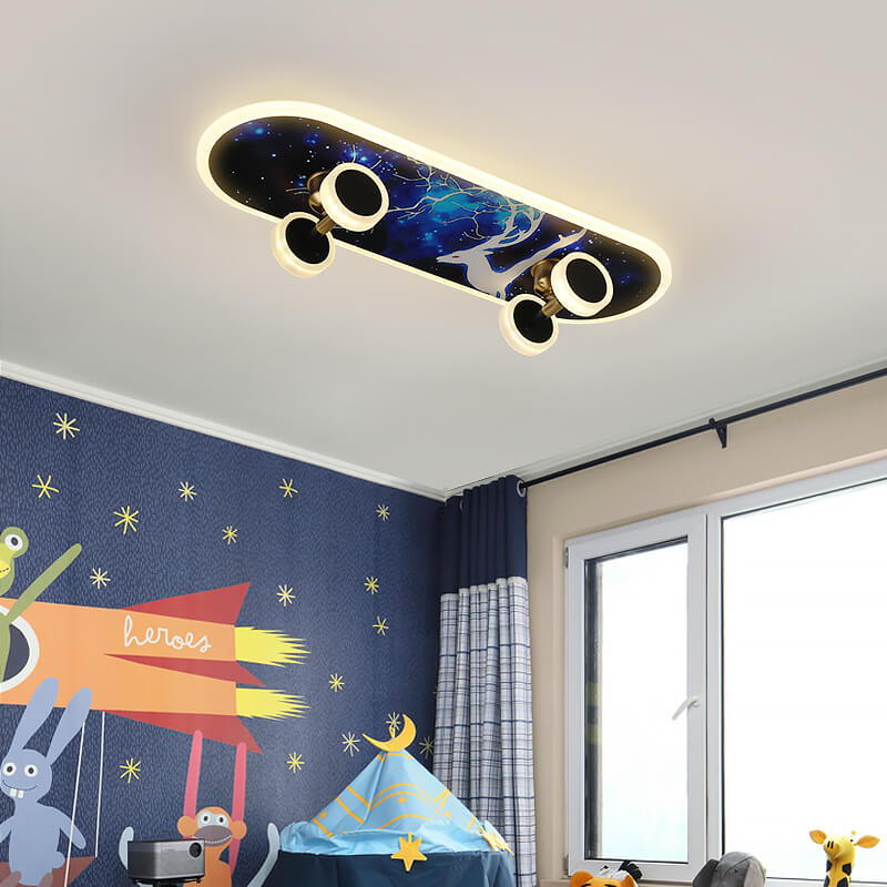 Lumendat Creative Cartoon Skateboard Acrylic LED Kids Flush Mount Ceiling Light Lumendat