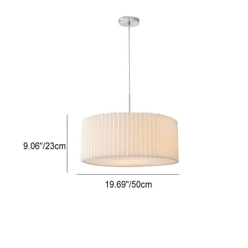 Contemporary Scandinavian Pleated PVC Fabric Hardware Drum Cone 1-Light Pendant Light for Living Room Lumendat