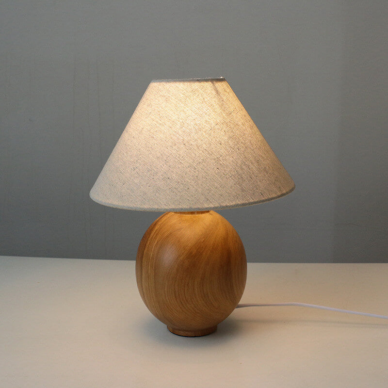 Japanese Wabi-sabi Vintage Solid Wood Fabric 1-Light Table Lamp Lumendat