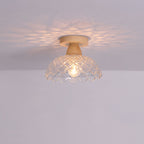 Japanese Minimalist Log Glass 1-light Semi-flush Mount Light BulbSquare