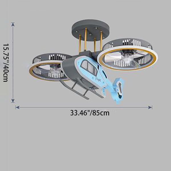 Lumendat Contemporary Creative Hardware Kids Aircraft LED Downrods Ceiling Fan Light For Bedroom Lumendat