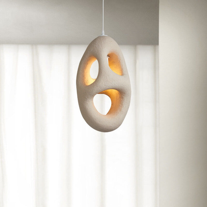 Japanese Wabi-sabi Resin Geometric Circle 1-light Pendant Light BulbSquare