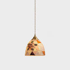 Traditional Tiffany Shell Decor Stained Glass Semicircle 1-light Pendant Light for Bedroom BulbSquare