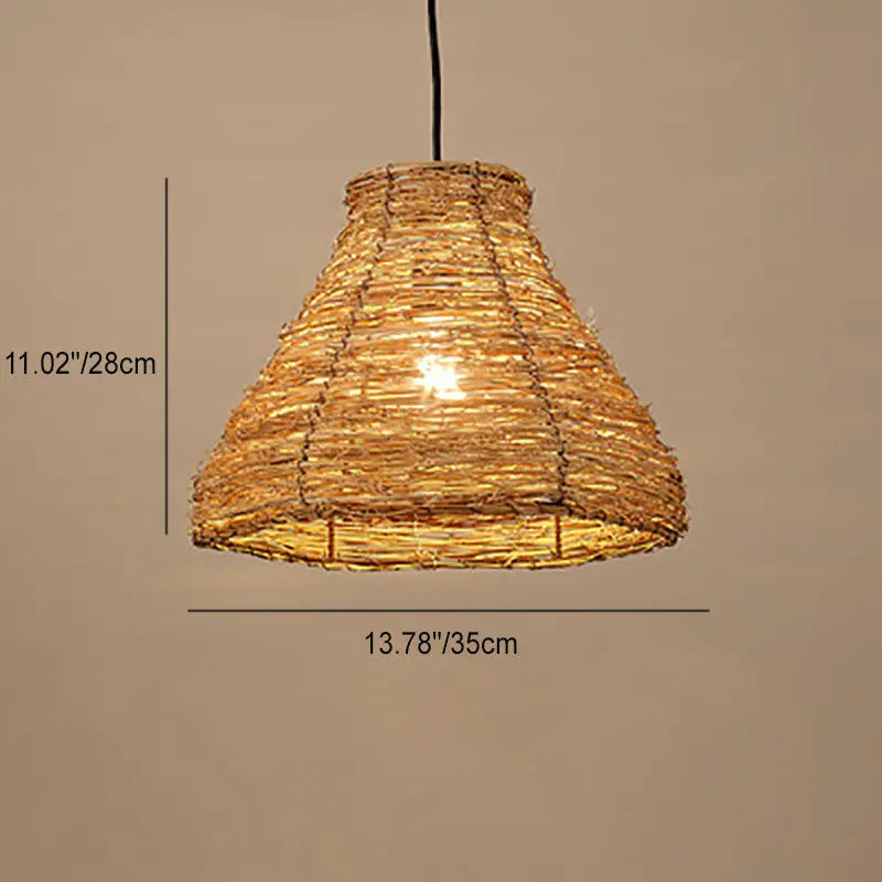 Retro Rattan Weaving Dome 1-light Pendant Light Lumendat
