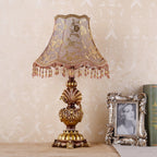 European Vintage Fabric Tassel Resin Court 1-Light Table Lamp Lumendat