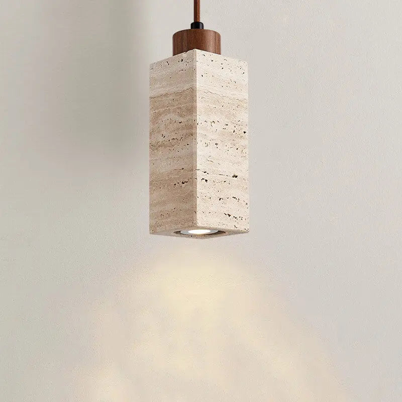 Japanese Wabi-sabi Solid Wood Stone 1/2/3-light Island Light Chandelier BulbSquare