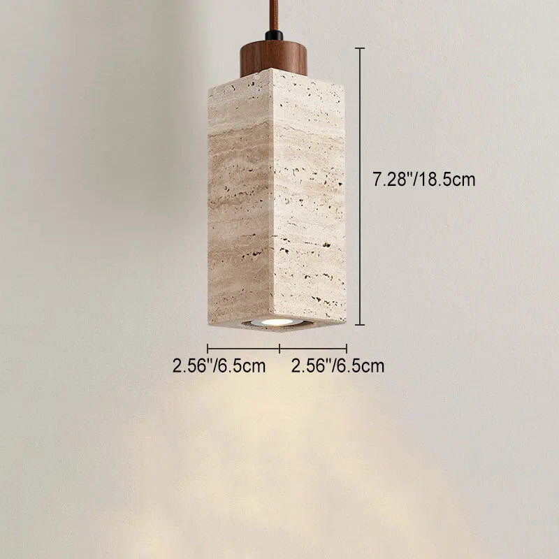 Japanese Wabi-sabi Solid Wood Stone 1/2/3-light Island Light Chandelier BulbSquare
