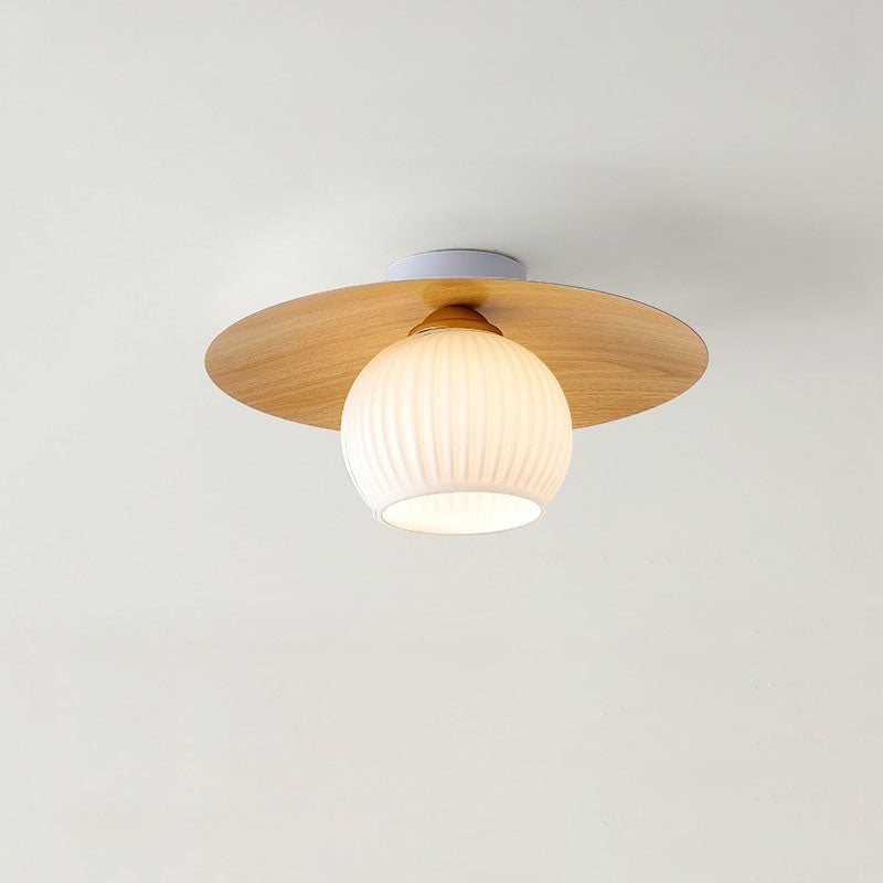 Contemporary Nordic Round Domed Iron Glass 1-light Semi-flush Mount Ceiling Light for Living Room