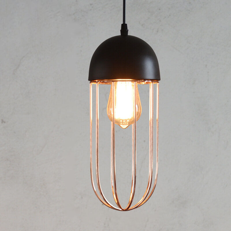 Nordic Creative Iron Cage Geometry 1-light Pendant Light BulbSquare