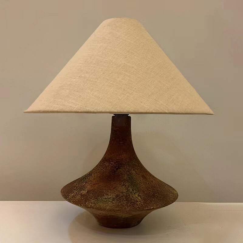 Wabi-Sabi Vintage Cone Vase Base Ceramic Fabric 1-Light Table Lamp Lumendat