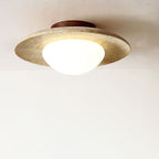 Japanese Minimalist Round Yellow Travertine Shade 1-light Semi-flush Mount Ceiling Light BulbSquare