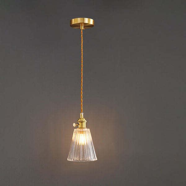 Modern Luxury Glass Bell Shade Brass 1-light Pendant Light BulbSquare