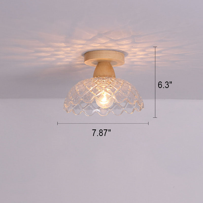 Japanese Minimalist Log Glass 1-light Semi-flush Mount Light BulbSquare