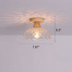Japanese Minimalist Log Glass 1-light Semi-flush Mount Light BulbSquare
