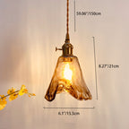 Traditional Vintage Amber Square Glass Brass 1-light Pendant Light for Living Room BulbSquare