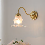 Traditional French Glass Flower Copper 1-Light Wall Sconce Lamp For Living Room Lumendat