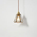 Traditional Japanese Cone Geometric Glass Copper 1-Light Pendant Light Lumendat