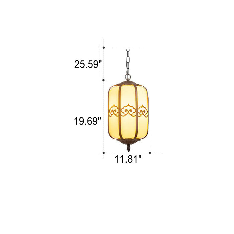 Modern Chinese Marble Lantern Outdoor Waterproof 1-Light Pendant Light