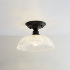 Nordic Vintage Glass Floral Round Geometry 1-Light Semi-Flush Mount Ceiling Light Lumendat
