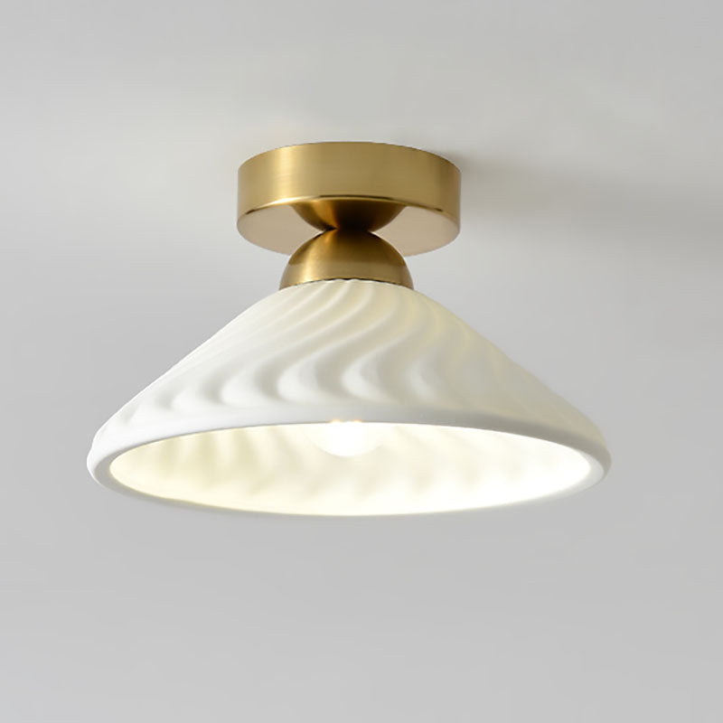 Modern Light Luxury Ceramic Disc 1-light Semi-flush Mount Lighting
