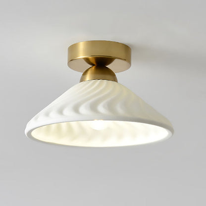 Modern Light Luxury Ceramic Disc 1-light Semi-flush Mount Lighting