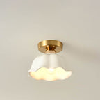 Scandinavian Modern Minimalist Iron Glass Ceramic Flower Diamond 1-Light Semi-Flush Mount Ceiling Light Lumendat