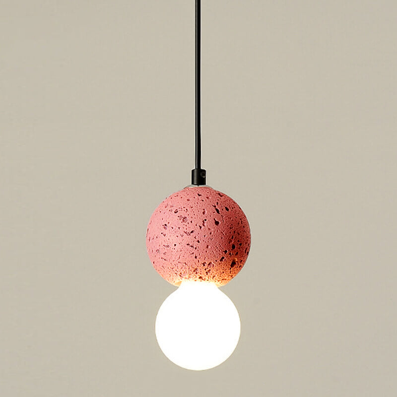 Contemporary Scandinavian Orb Terrazzo 1-light Pendant Light for Bedroom BulbSquare