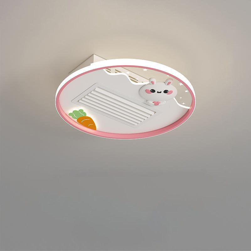 Lumendat Contemporary Creative Acrylic Astronaut Moon LED Kids Flush Mount Ceiling Invisible Bladeless Fan Light For Bedroom Lumendat