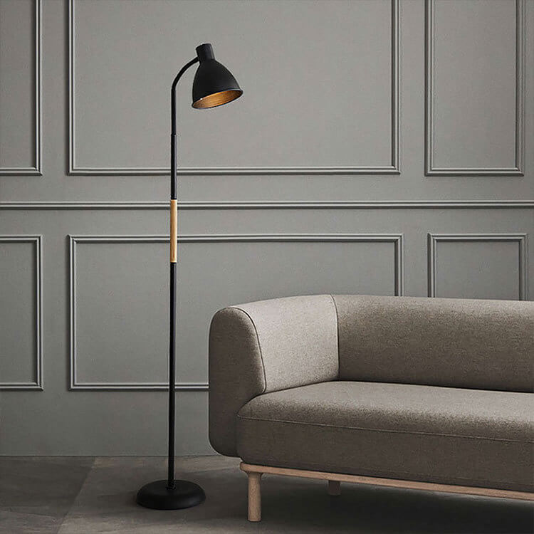 Nordic Minimalist Iron Cone Long Pole 1-Light Standing Floor Lamp Lumendat