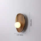 Traditional Japanese Irregular Oval Plate Wood Glass LED Wall Sconce Lamp For Bedroom Lumendat