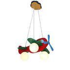 Lumendat Contemporary Creative Wooden Airplane Glass 3-Light Chandelier For Bedroom Lumendat