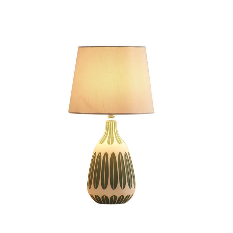 Nordic Vertical Pattern Ceramic Fabric 1-Light Table Lamp Lumendat