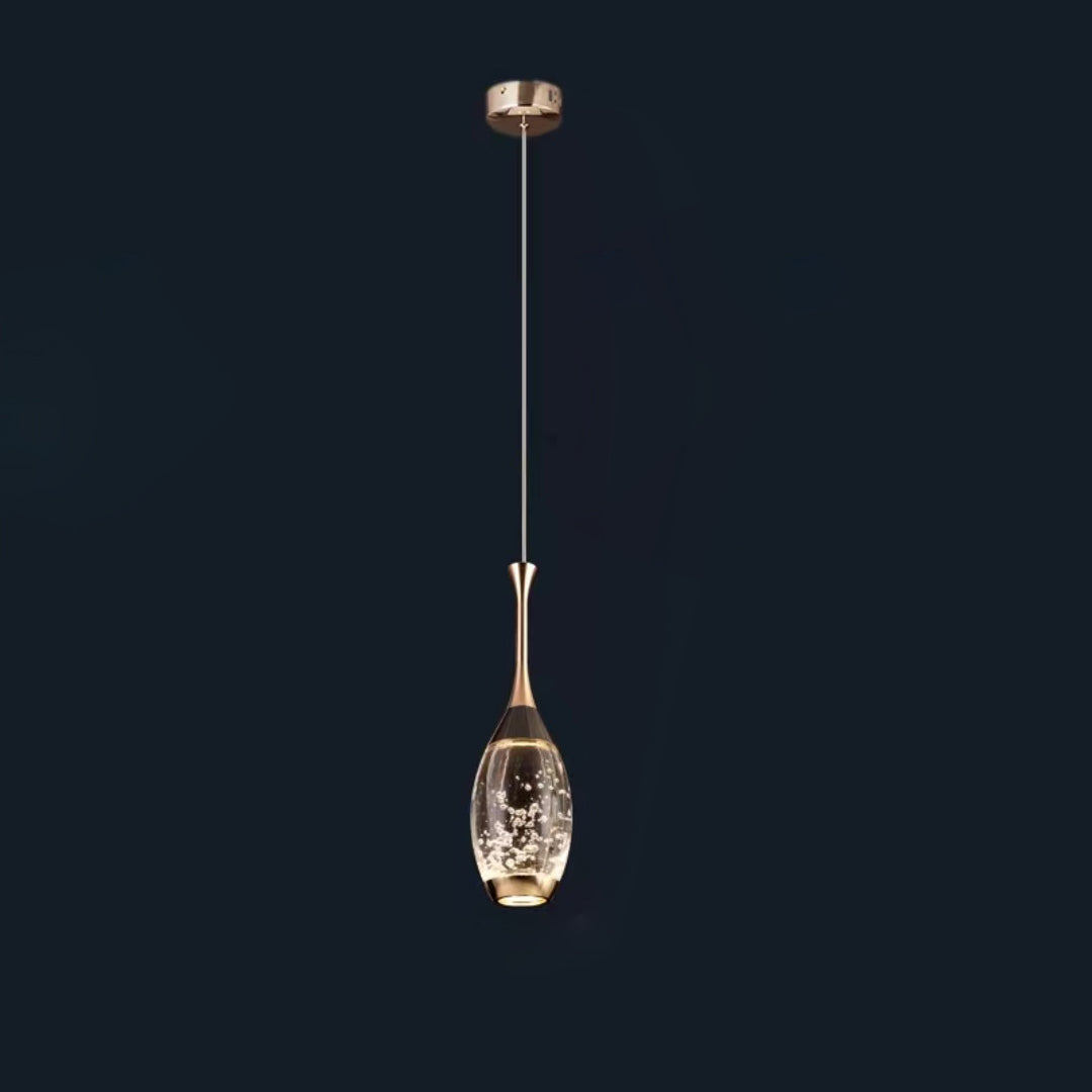 Contemporary Luxury Aluminum Water Drop Crystal LED Pendant Light for Living Room