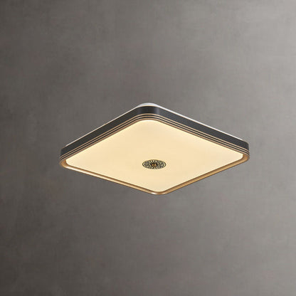 Traditional Chinese Square Geometric Acrylic LED Flush Mount Ceiling Light for Living Room
