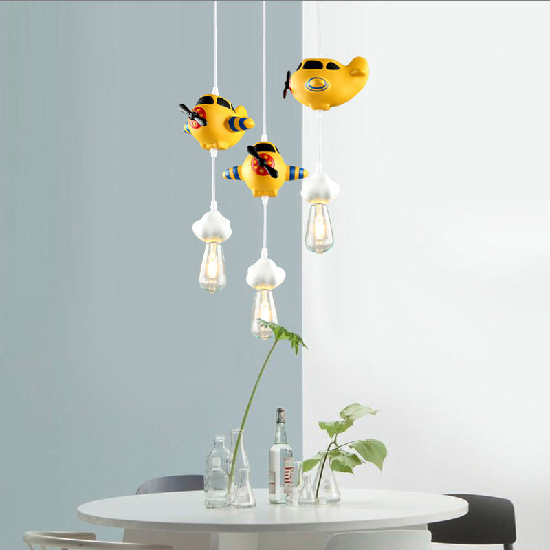 Lumendat Modern Art Deco Kids Resin Airplane Cloud 1/3 Light Chandelier For Dining Room Lumendat