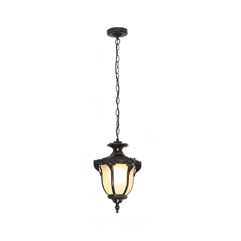 Traditional European Waterproof Aluminum Frame Glass Shade 1-light Pendant Light for Garden