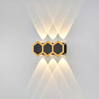 Outdoor Simple Hexagonal Combination Black Gold LED Wall Sconce Lamp