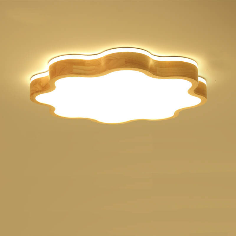Nordic Flower Shape Wooden LED Flush Mount Ceiling Light Lumendat