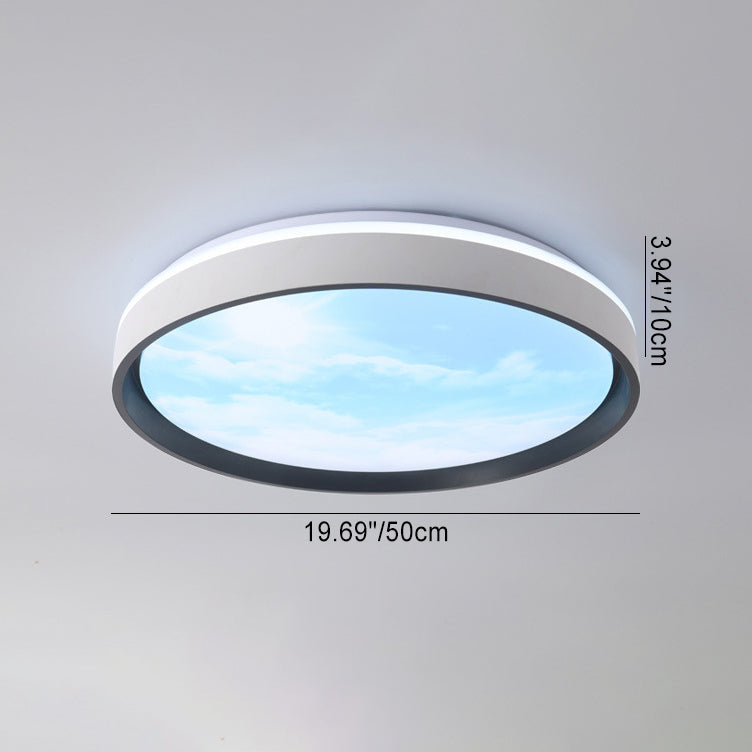 Modern Simplicity Iron Acrylic Round Square Rectangular Sunny Sky LED Flush Mount Ceiling Light For Living Room Lumendat