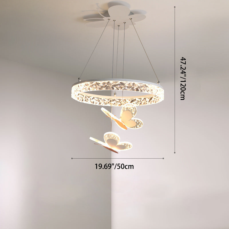 Lumendat Contemporary Creative Kids Round Butterfly Iron Acrylic LED Chandelier For Bedroom Lumendat