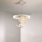 Lumendat Contemporary Creative Kids Round Butterfly Iron Acrylic LED Chandelier For Bedroom Lumendat