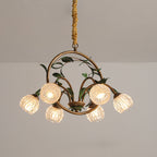Modern Art Deco Iron Lacquered Ring Tulip Glass Crystal Shade 6/8-light Chandelier for Living Room BulbSquare
