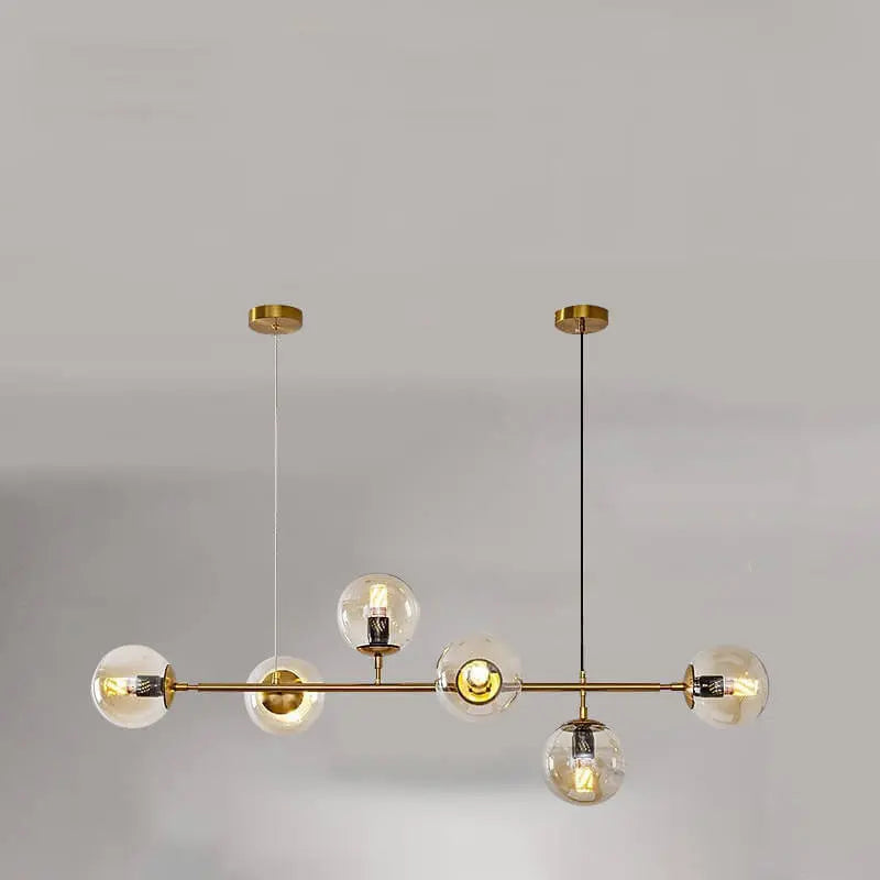Nordic Minimalist Colorful Orb Metal Glass 6-light Island Light Chandelier BulbSquare