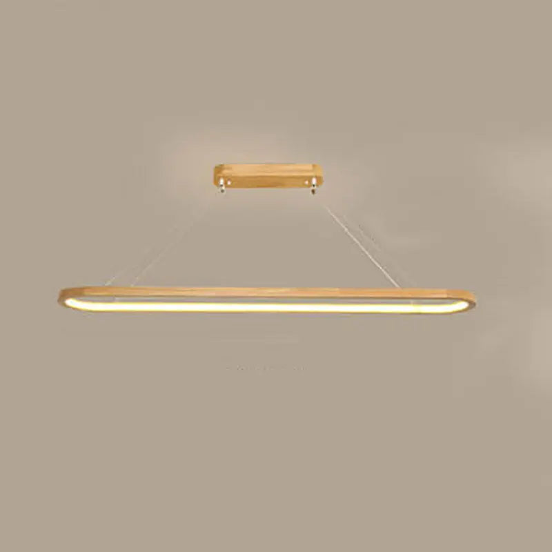 Modern Chinese Solid Wood Round Ring Frame Island Light LED Chandelier Lumendat