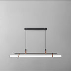 Modern Minimalist Long Strip Iron Acrylic Faux Leather LED Island Light Chandelier For Living Room & Dining Room Lumendat